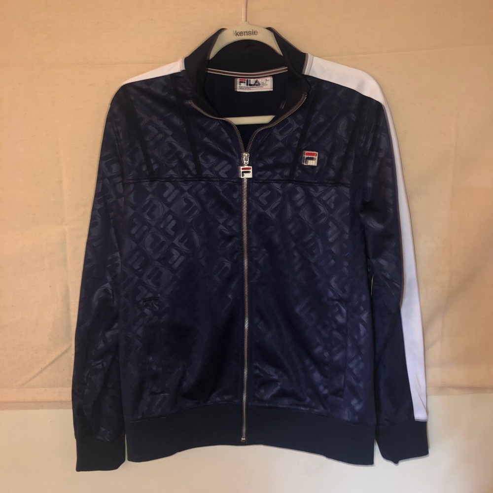 Navy Fila Logo Track Jacket - Size Small